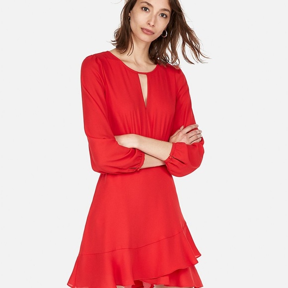 Keyhole Cut-Out Ruffle Wrap Dress - Picture 3 of 4